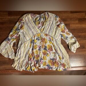 Free People Colorful Floral Pattern top